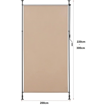 مسحوق مطلي 200x270cm عمودي المظلة المقاوم للماء النسيج الرمادي للحديقة الشرفة