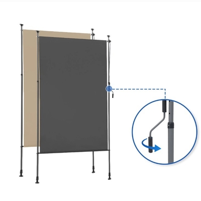 مسحوق مطلي 200x270cm عمودي المظلة المقاوم للماء النسيج الرمادي للحديقة الشرفة