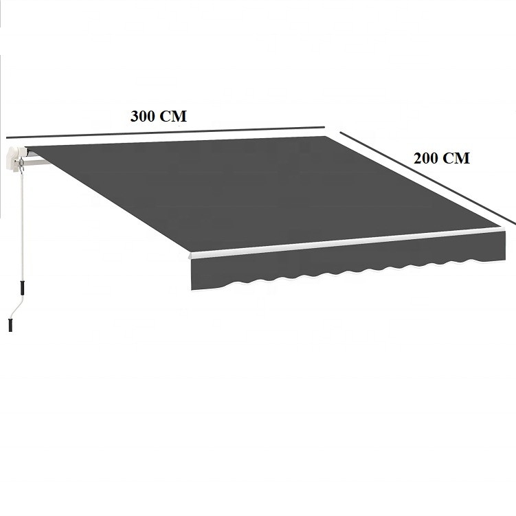 300 * 200CM يدوي المقبض المضرب الوقائي للماء المظلة الشمسية الملجأ للشرفة نافذة